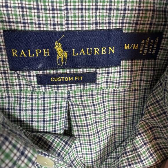 Ralph Lauren Shirt Men Sz M Custom Fit Green Plaid Long Sleeve Button Down Pony - Picture 6 of 11